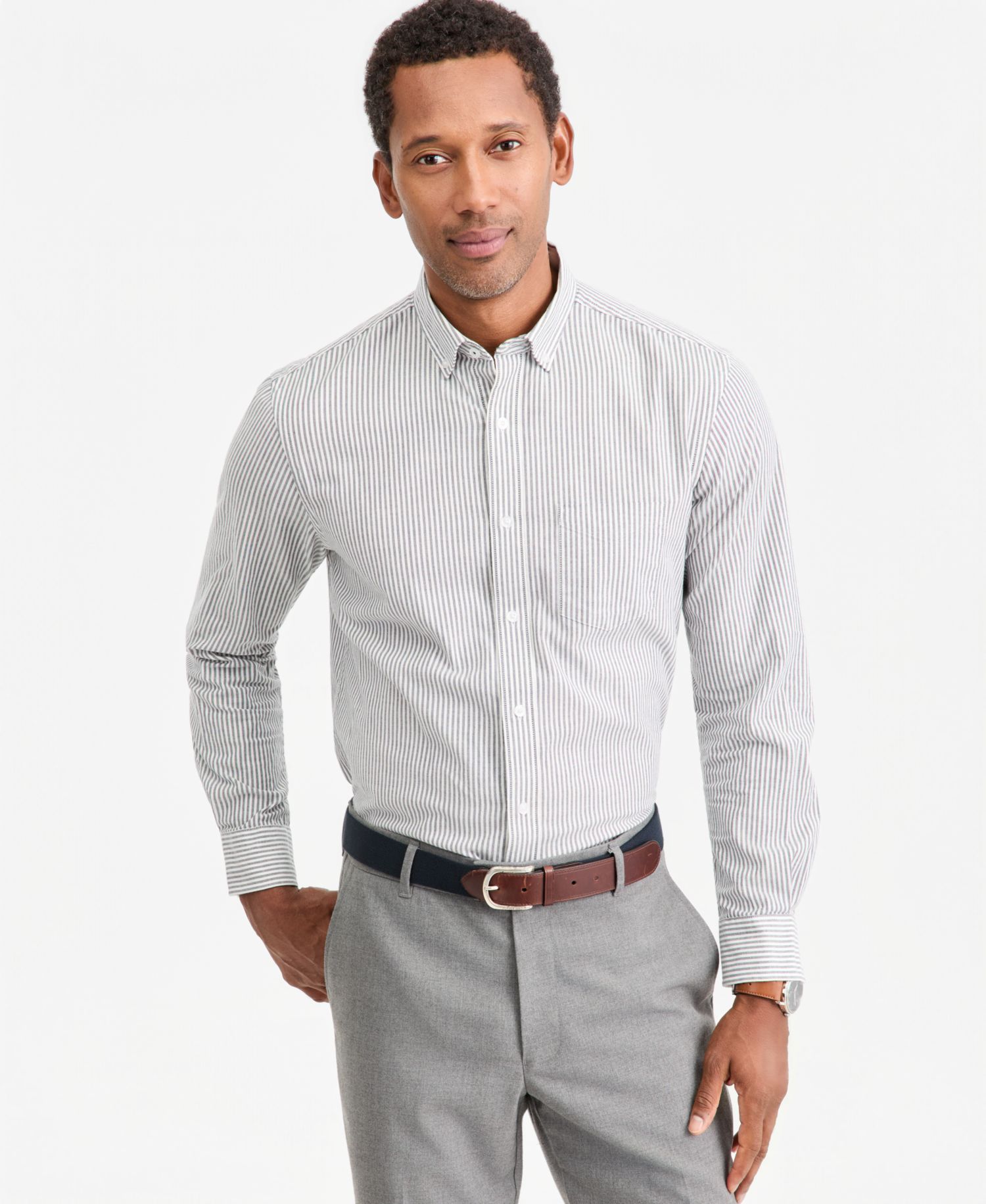 Men's Stripe Button-Down Oxford Shirt