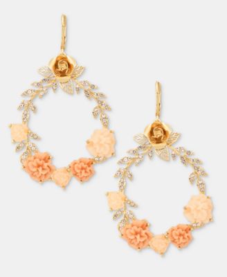 Pav&eacute; Flower Open Drop Earrings 
