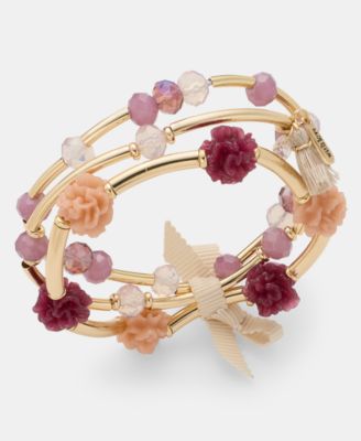 Flower Beaded Stretch Bracelets, 3-Piece Set 