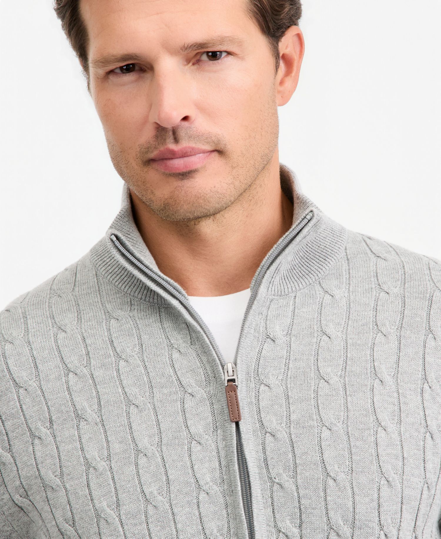 Men's Cable-Knit Full-Zip Sweater