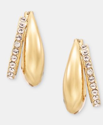Pav&eacute; Puffy Split-Hoop Earrings
