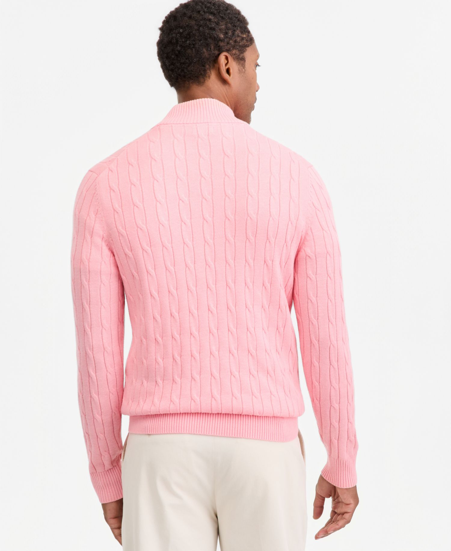 Men's Cable Knit Quarter-Zip Sweater