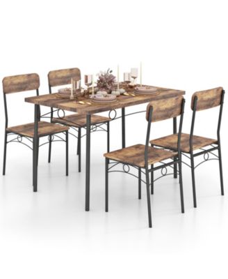 5-Piece Industrial Dining Table Set for 4 for Small Place Apartment
