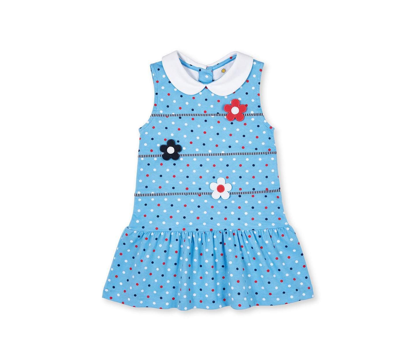 Платье Florence Eiseman Printed Knit Dress With Flowers для девочек, цвет: Средний синий — фото 1