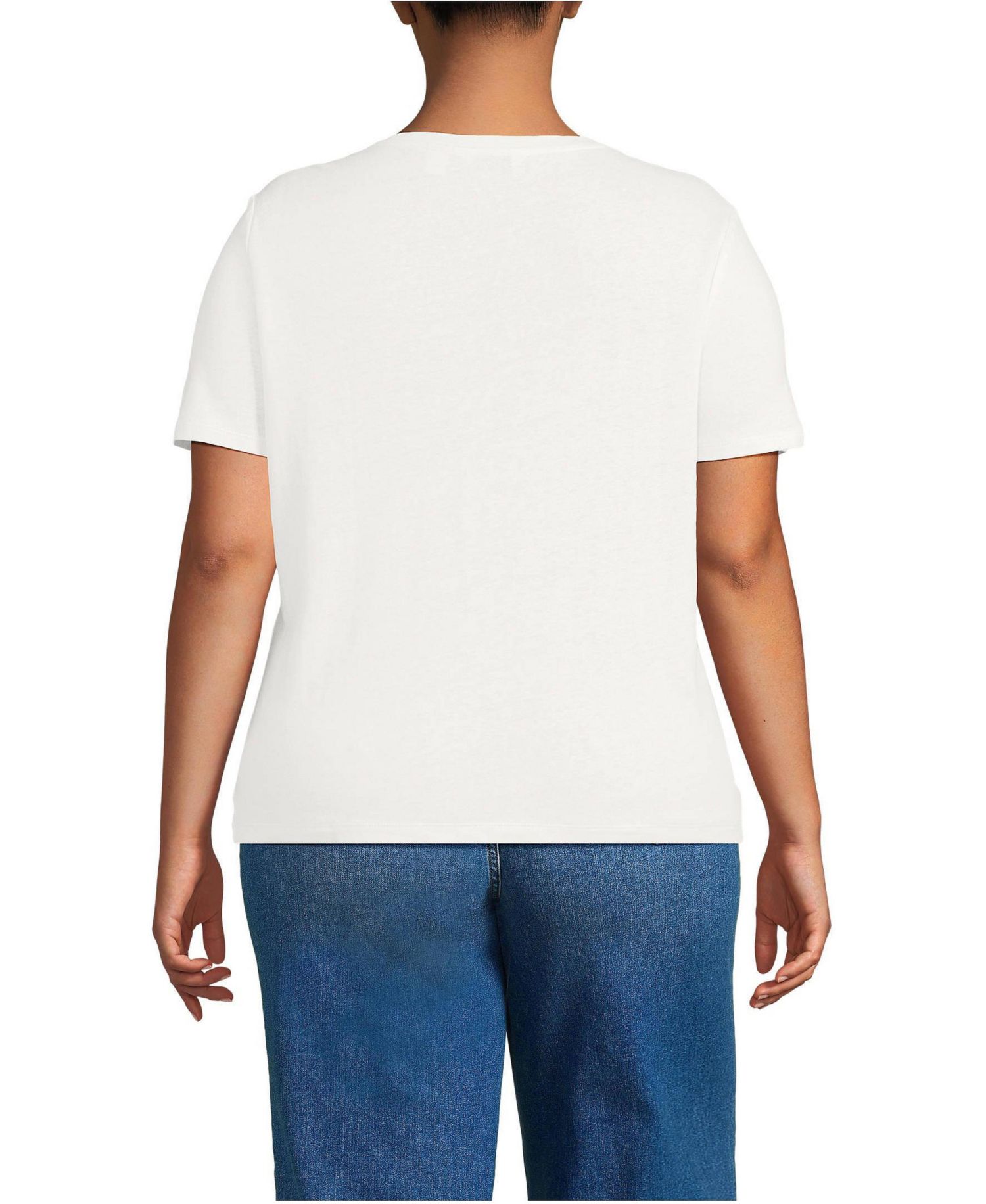 Plus Size Short Sleeve Linen Blend V-neck Tee