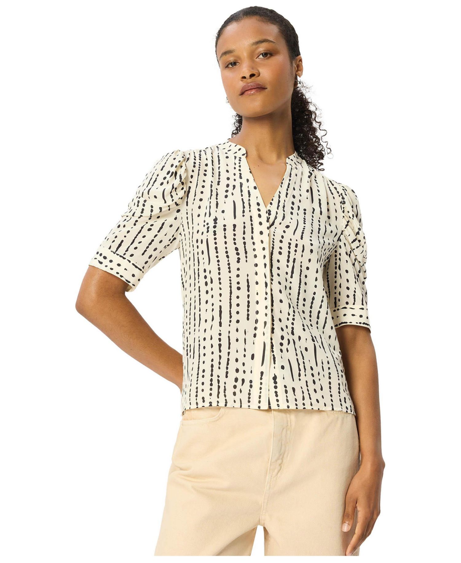 Women's Dashed Spot Gathered Blouse