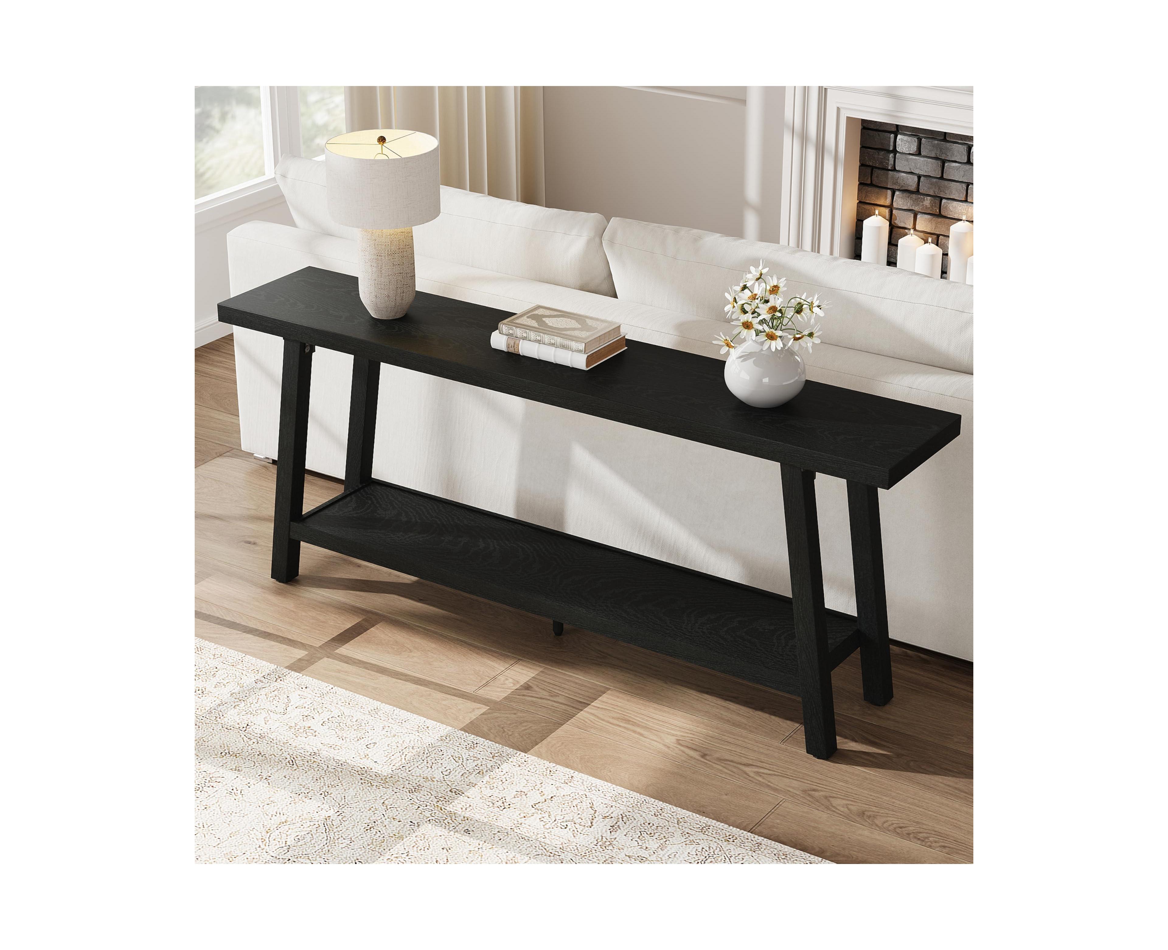 homfan Extra Long Console Table for Living Room, Modern Entryway Sofa Table, Sleek Rectangular Accent Furniture, Sturdy Design