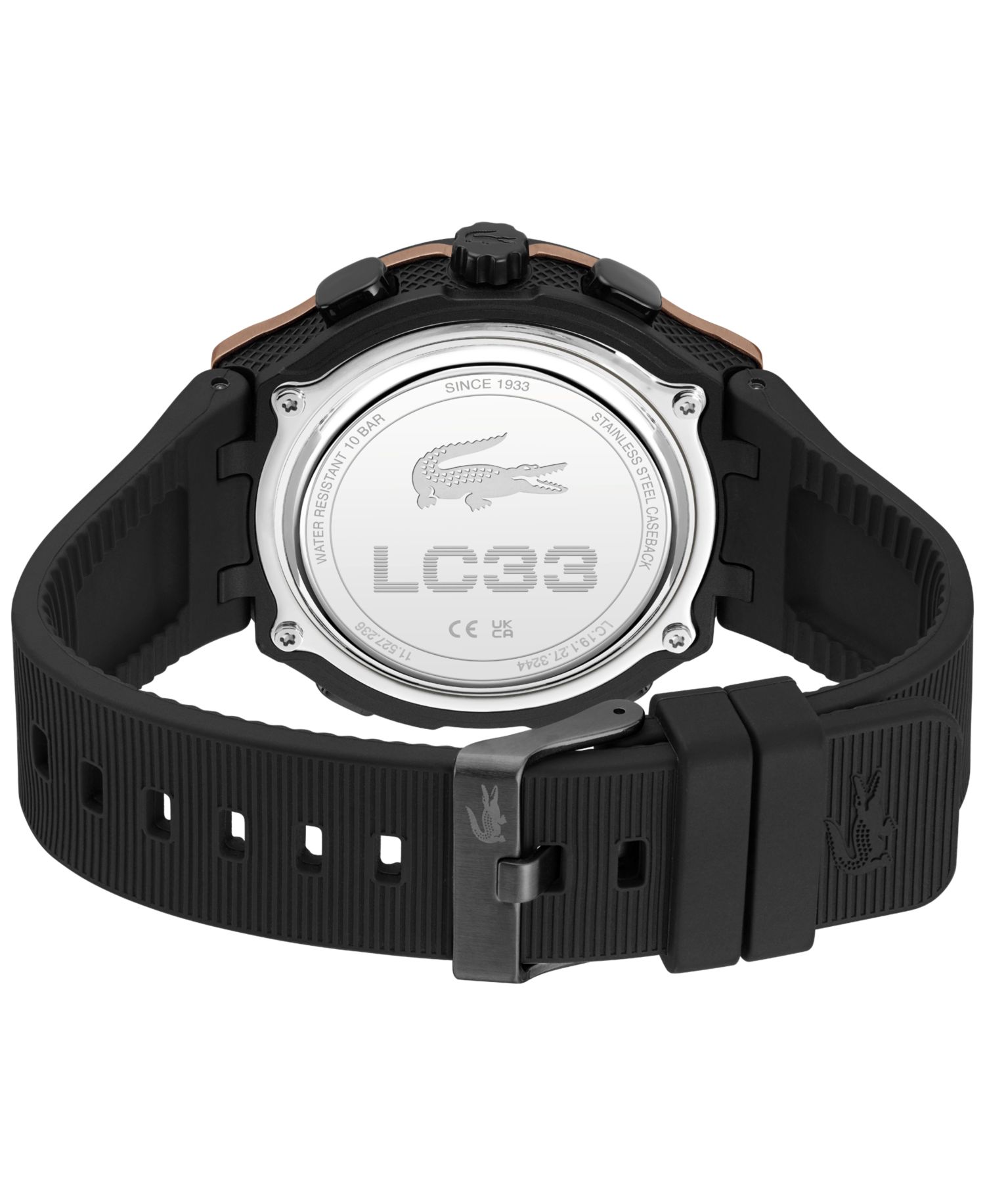 Men's Quartz LC33 Black Silicone Strap Watch 44.8mm