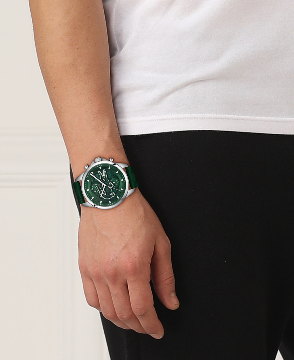 Lacoste Men's Quartz Arthor Green Silicone Strap Watch 43mm