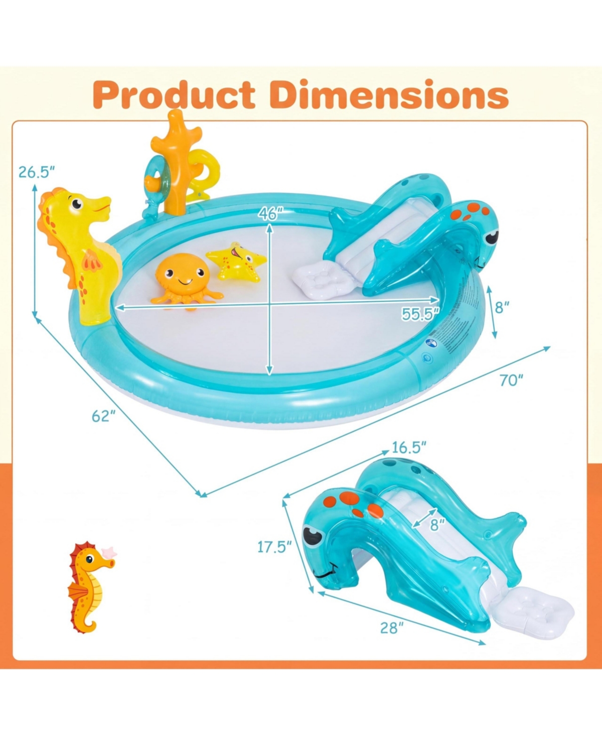 Aofar Inflatable Pool Water Sprayer Slide Swim Center Playyard
