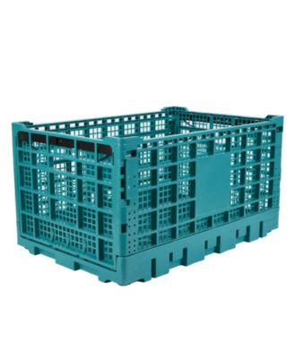 Stackable Collapsible Heavy Duty Plastic Storage Organizer Crate for Outdoor Office, Home, School, Camping