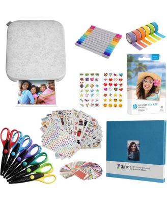Sprocket 3x4 Portable Printer - Instant Photo Printer, Album, Zink Paper and Scissors Bundle