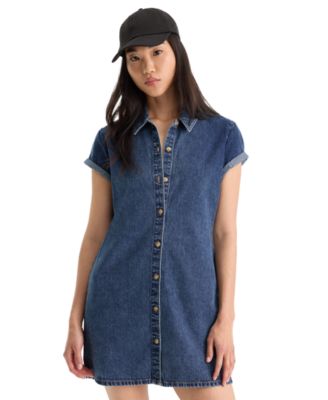 Women's Collared Denim Polo Dress