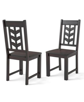 Set of 2 Kitchen Dining Chairs Rubber Wood Frame Side Chairs