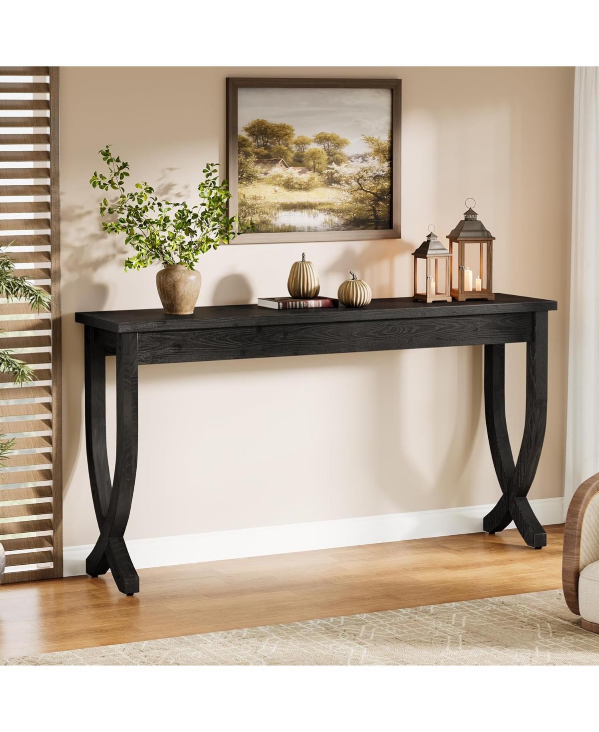 Tribesigns Solid Wood Console Table for Entryway, 63-Inch Narrow Long Sofa Table, Farmhouse Hallway Living Room, Entrance