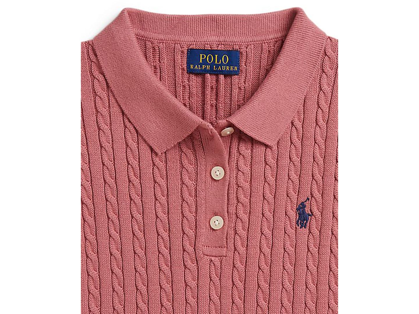 Свитер Polo Ralph Lauren Short-Sleeve Polo для девочек, цвет: Холщовый розовый — фото 3