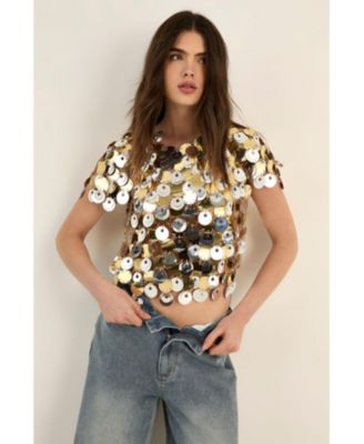 Women's Chainmail Disc Short Sleeve Top