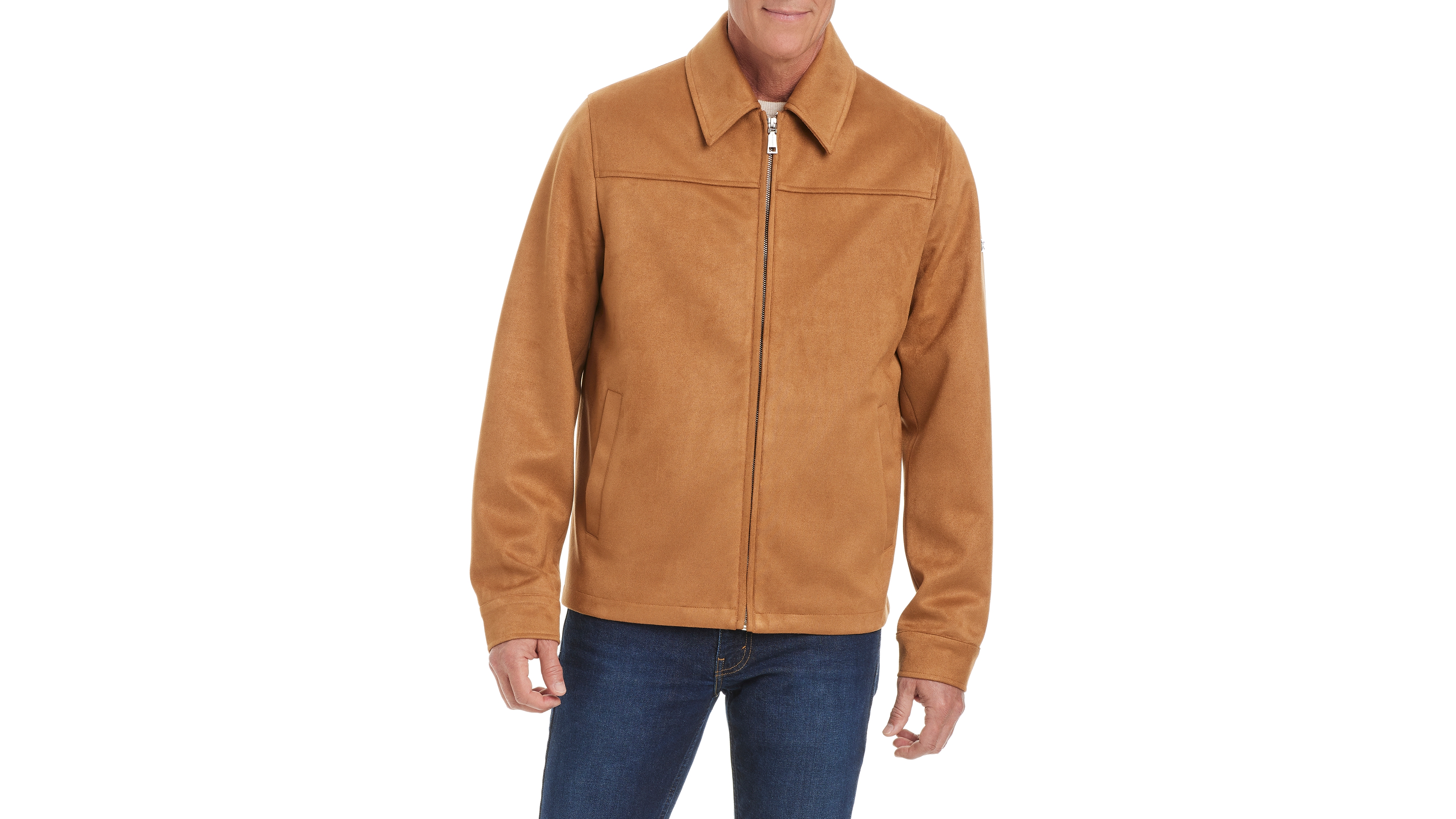 Vince Camuto Men's Faux Suede Shirt Collar Hipster Jacket
