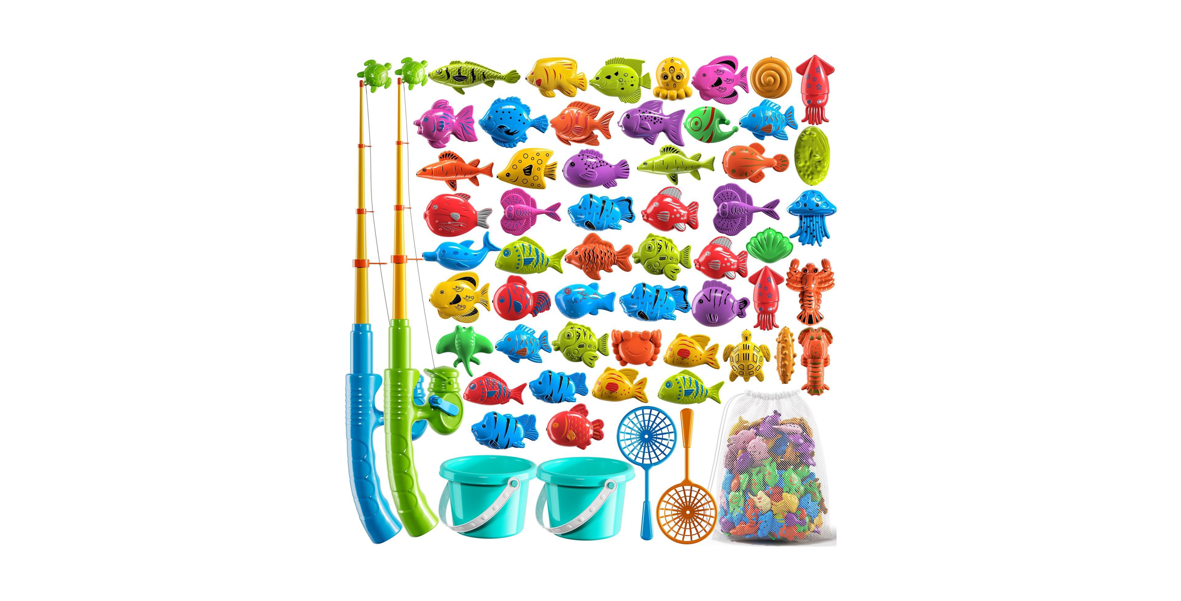 Gnuadz Fishing Game Pool Water Table Bathtub Toy Pole Rod Net Floating Fish Outdoor Kids