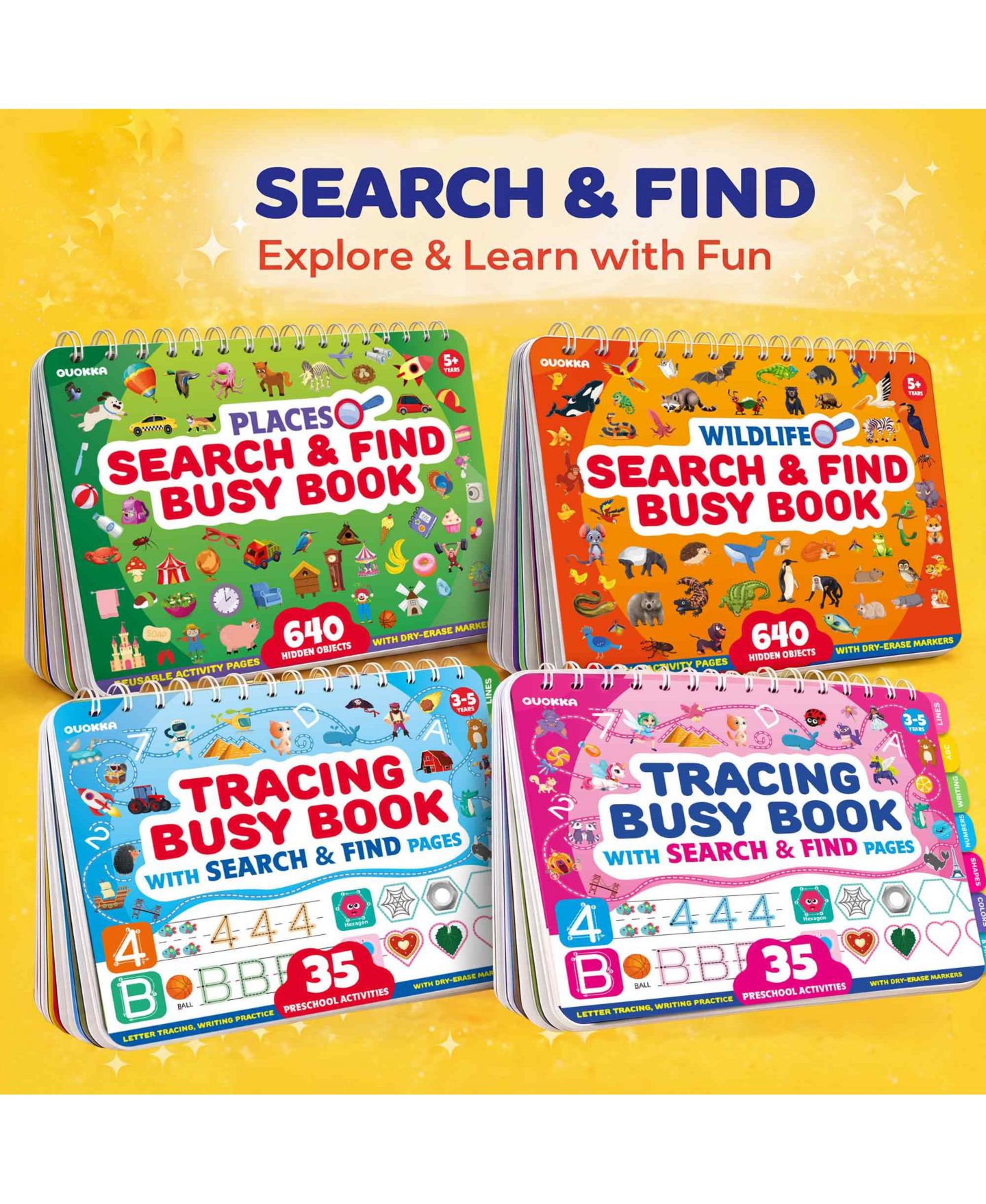 Детская игрушка Quokka Busy Book for Toddlers 3-5 – Places Visit Search and Find Activity Book - Dry Erase Workbooks for Kids 3-5, Workbook with Markers — фото 6