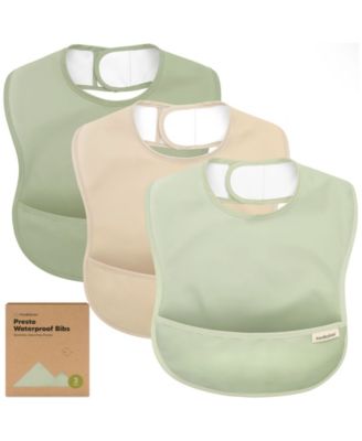 3-Pack Waterproof Baby Bibs for Eating, Lightweight, Mess Proof Toddler Bibs with Food Catcher