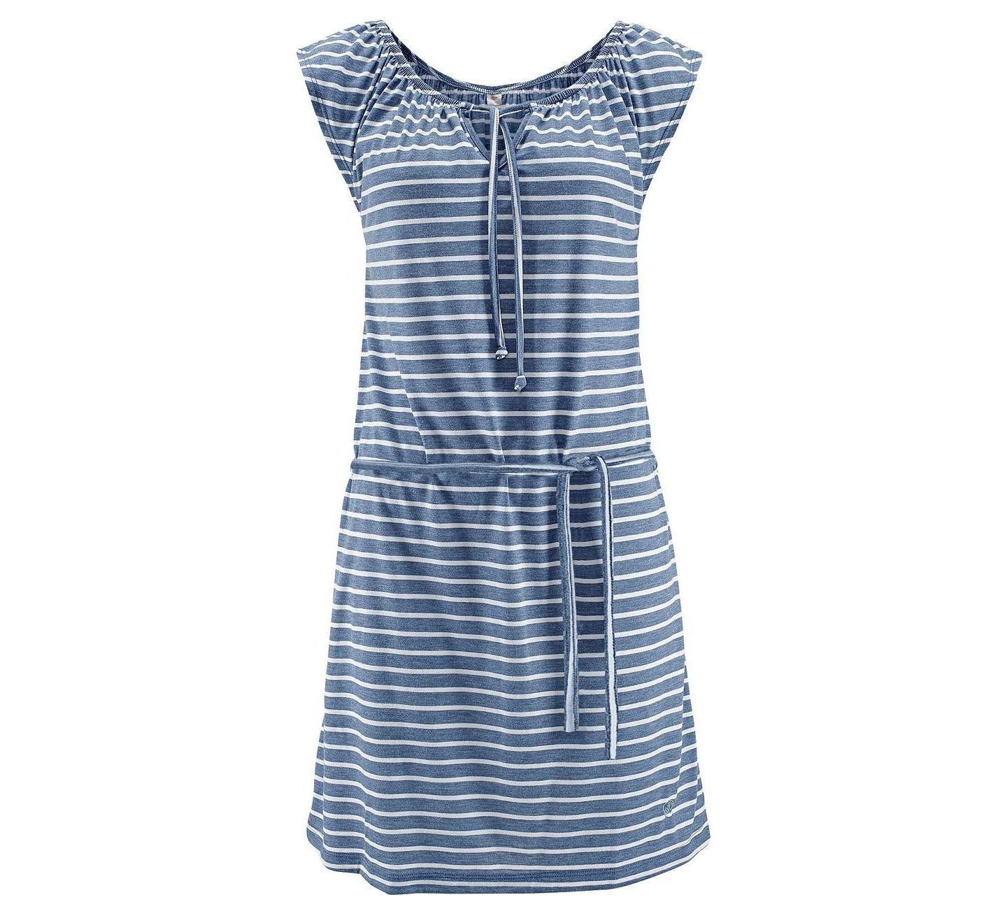 Женское платье LASCANA Striped Tie Neckline Notch-Neck Tie-Waist Short — фото 5