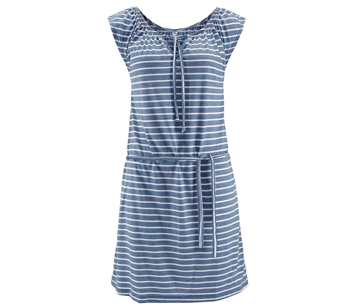 Women's Striped Tie Neckline Notch-Neck Tie-Waist Short Dress
