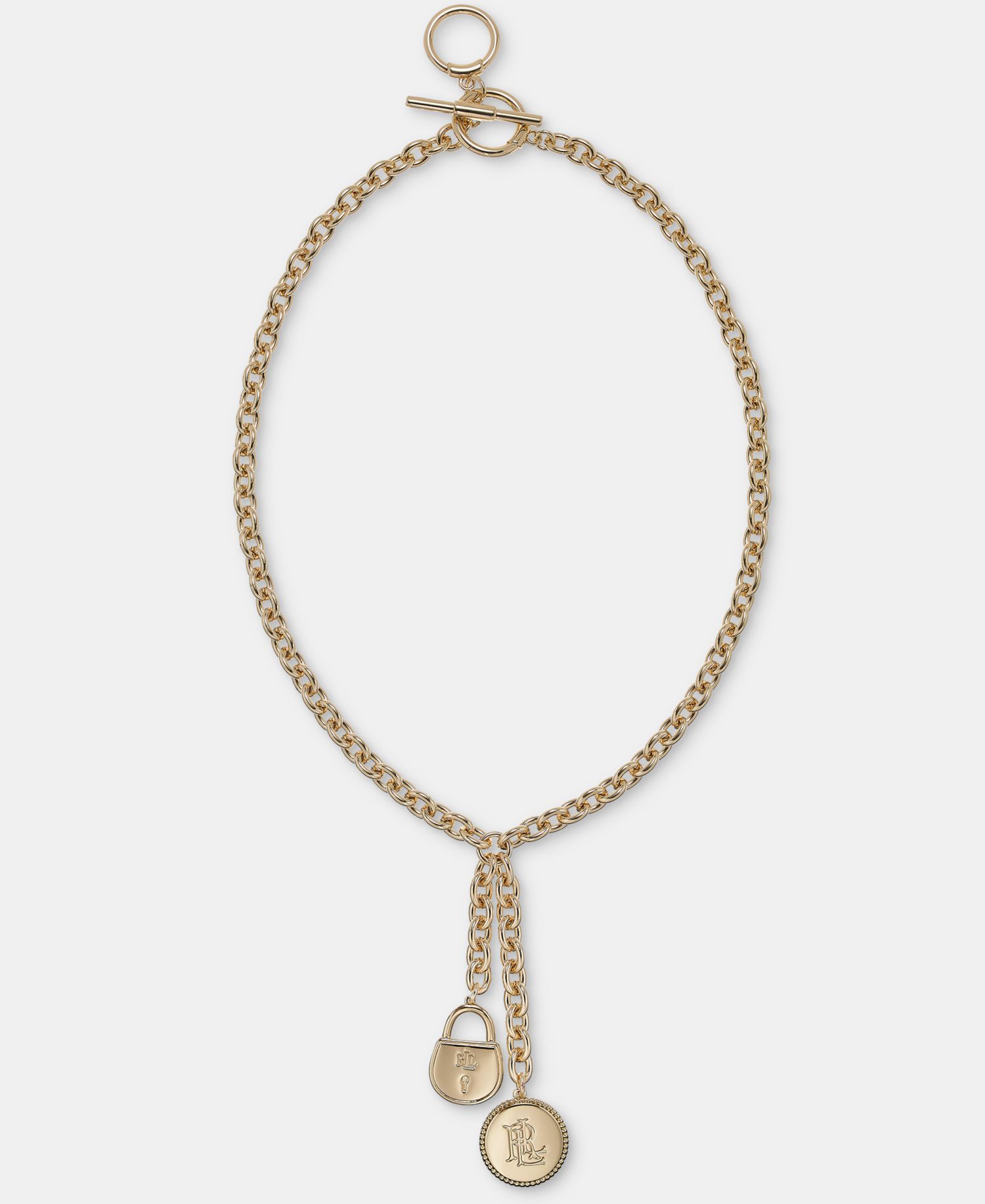 Logo Charm Lariat Necklace, 16"