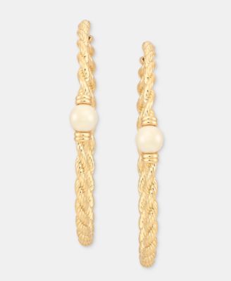 Imitation Pearl Rope Chain Hoop Earrings