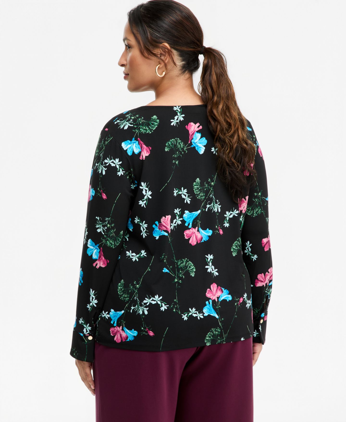Женская блузка I.N.C. International Concepts Plus Size Long-Sleeve V-Neck Pleated-Shoulder Blouse, цвет: С принтом — фото 4
