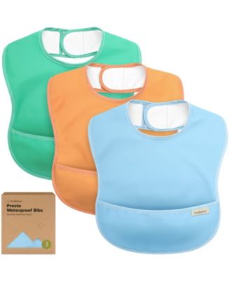 3-Pack Waterproof Baby Bibs for Eating, Lightweight, Mess Proof Toddler Bibs with Food Catcher