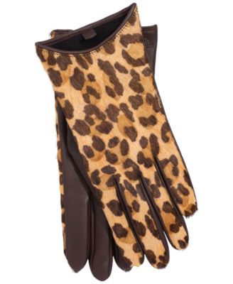 Leopard Printed Leather Gloves