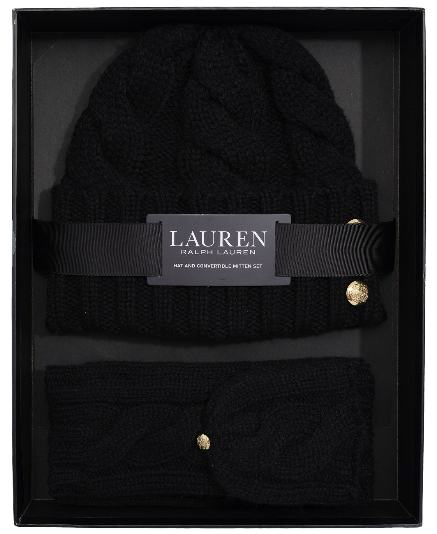 Cable Hat and Convertible Mitten Gift Set