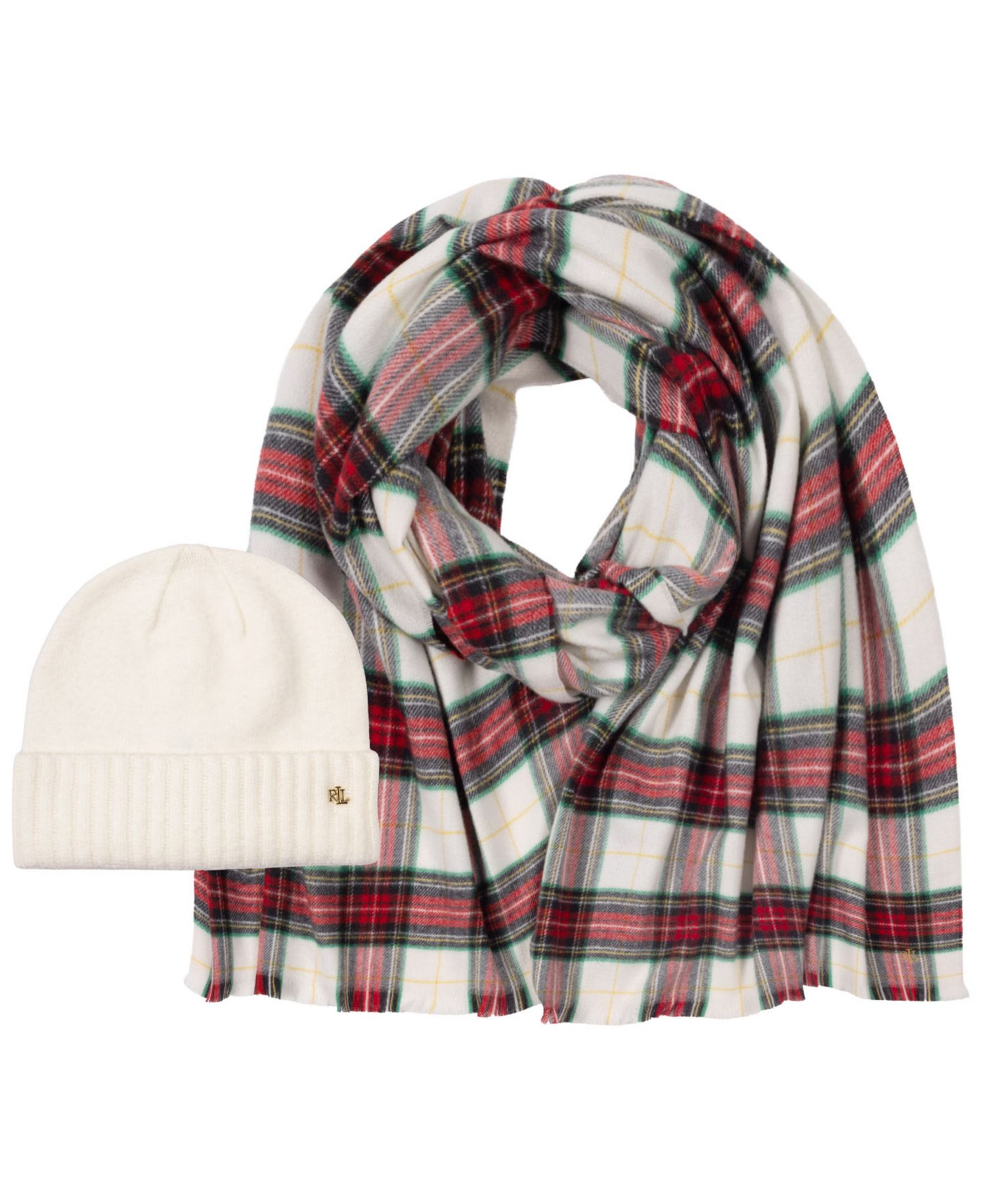 Woven Scarf and Knit Beanie Set