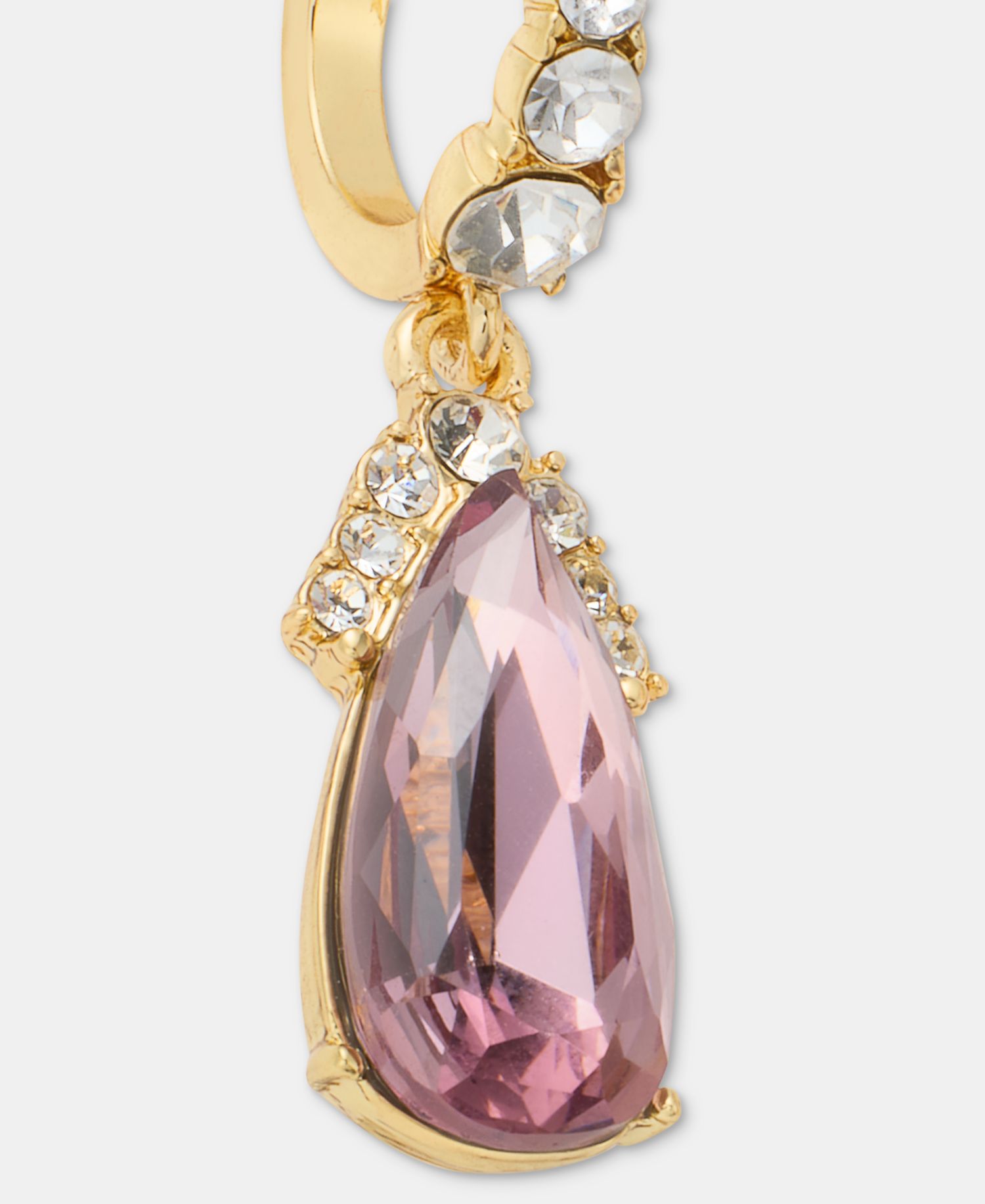 Crystal Pear-Shape Charm Hoop Earrings