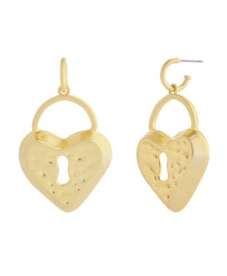 Gold Runway Padlock Drop Earrings