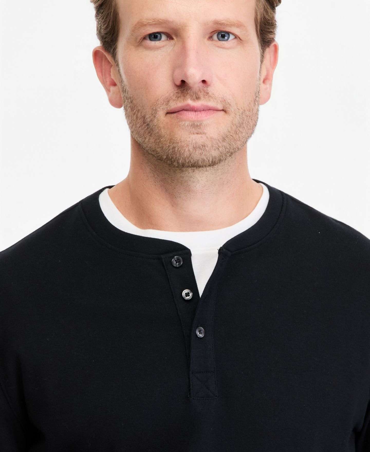 Мужская рубашка Club Room Regular-Fit Ribbed Henley, цвет: Глубокий чёрный — фото 4