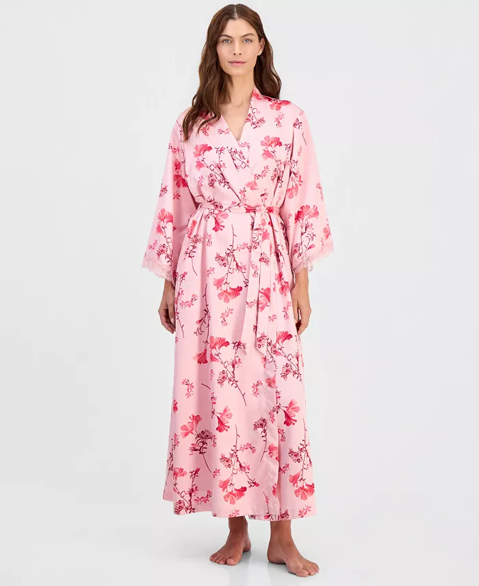 Women's Lace-Trim Satin Robe