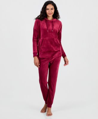 Women's Hooded Long-Sleeve Velour Pajama Set