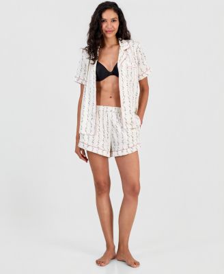 Women's Stretch Satin Short-Sleeve Pajama Set