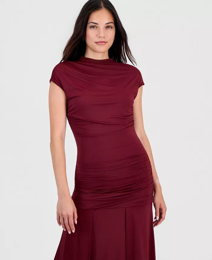 Women's Ruched Cap-Sleeve Midi Dress - thumbnail 5