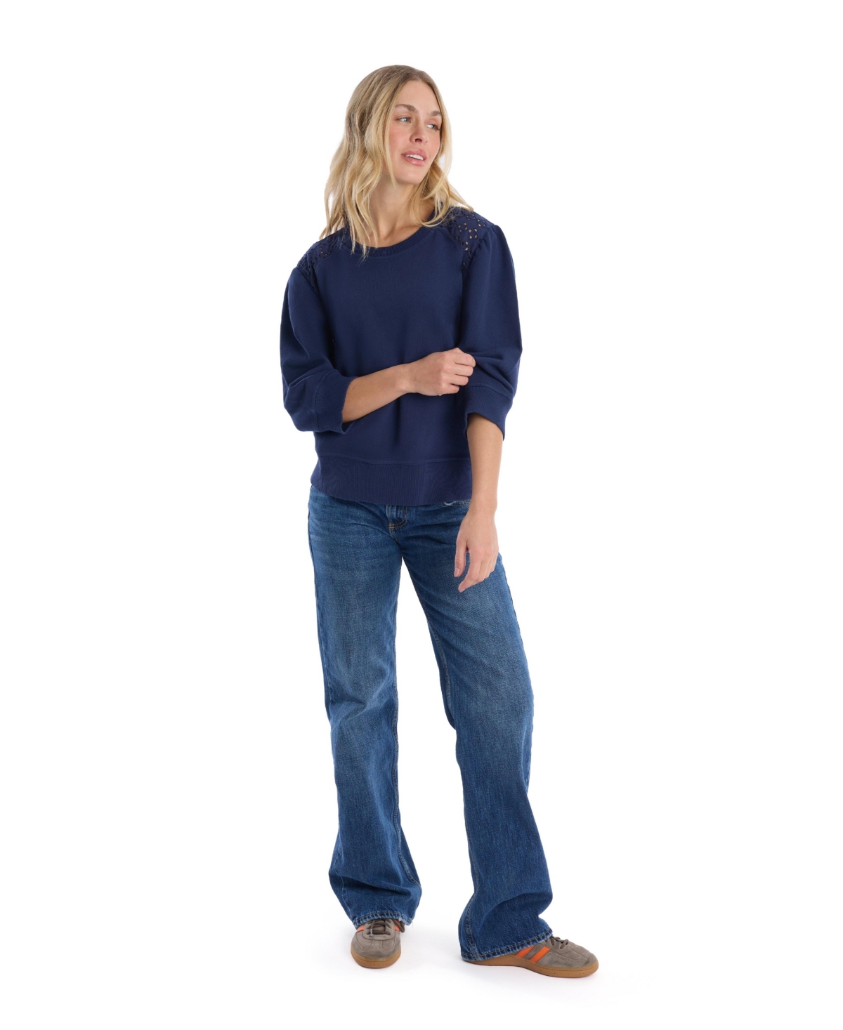 Wilt Women's Sleeve Eyelet Mix Tee