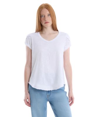 Women's Eyelet Cap Sleeve Tee