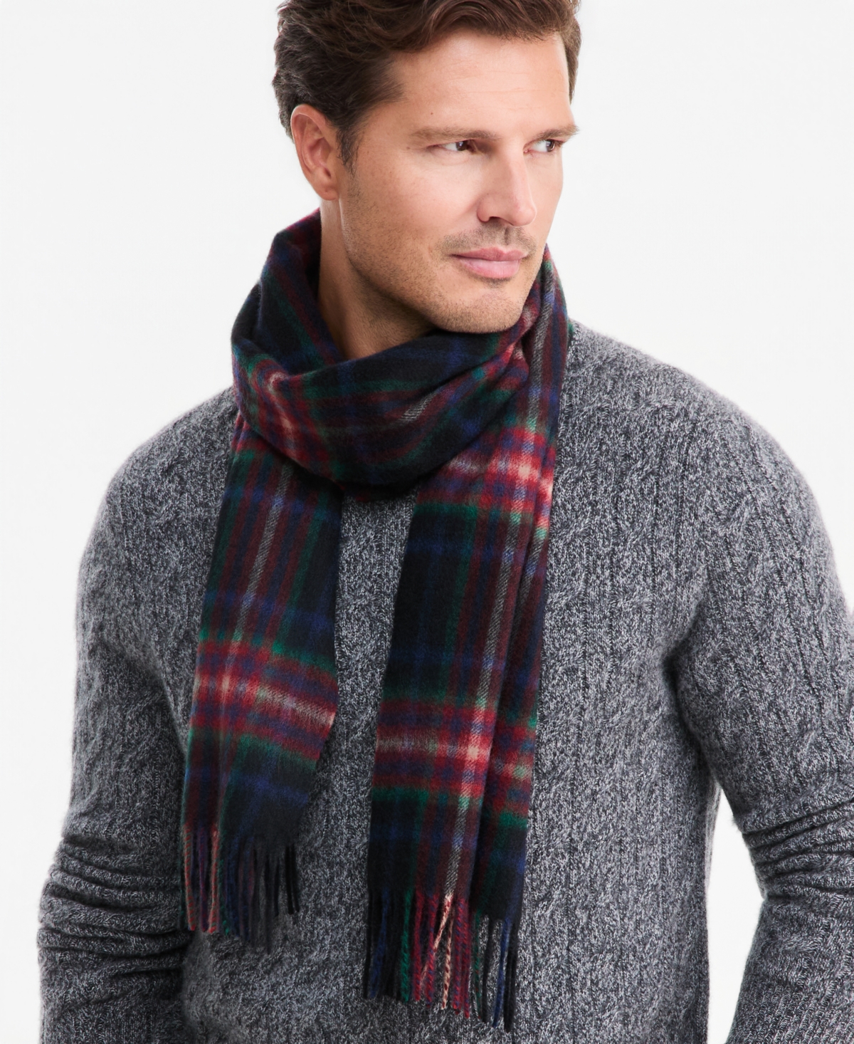 Club Room Cashmere Multi Tartan Plaid Scarf, Macy's Exclusive