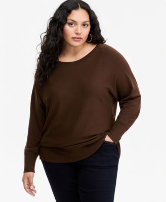 Plus Size Boat Neck Raglan Sweater