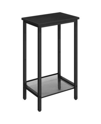 Narrow Side Table with Mesh Shelves and Industrial Style Frame