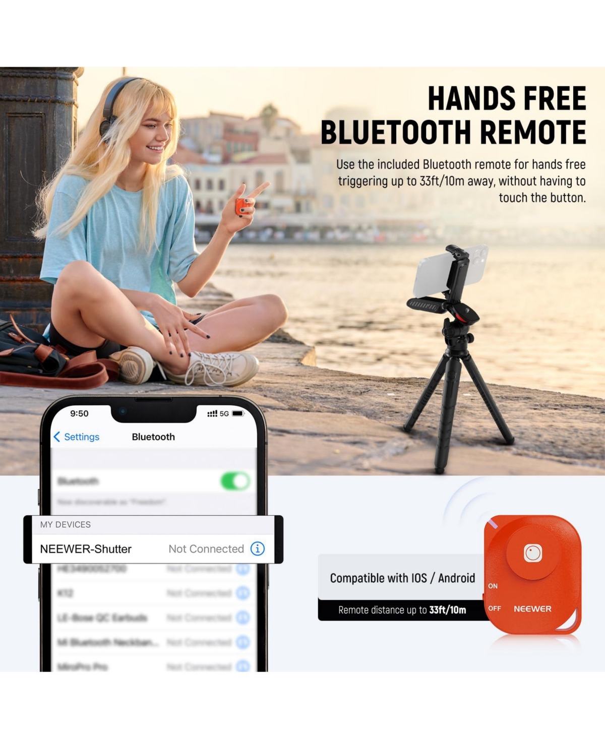 Neewer TP36 Camera Tripod for select iPhone and Android mobile devices