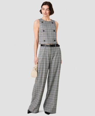 French Connection Women's Matteo Wide-Leg Plaid Trousers - Macy's