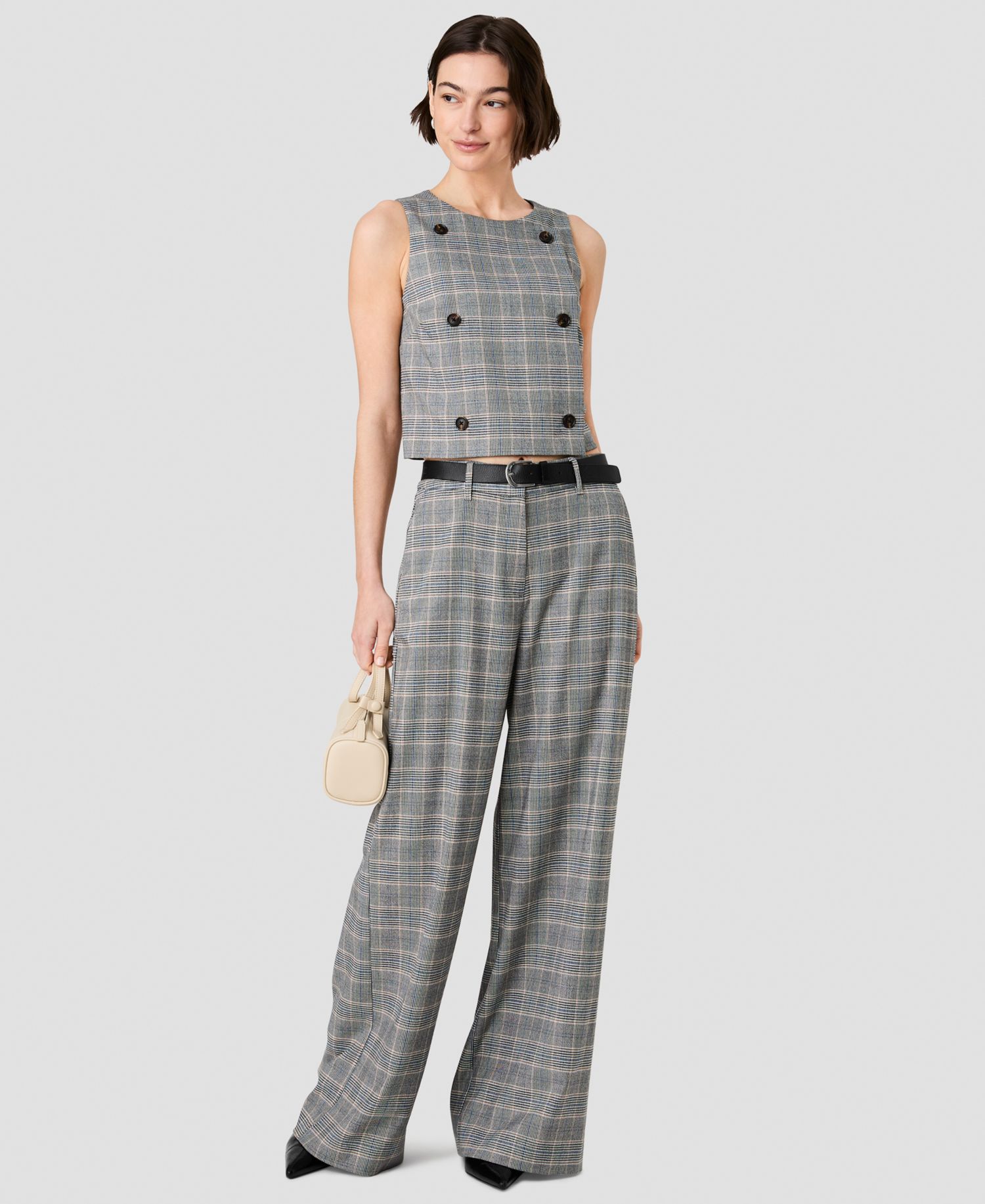 Women's Matteo Wide-Leg Plaid Trousers