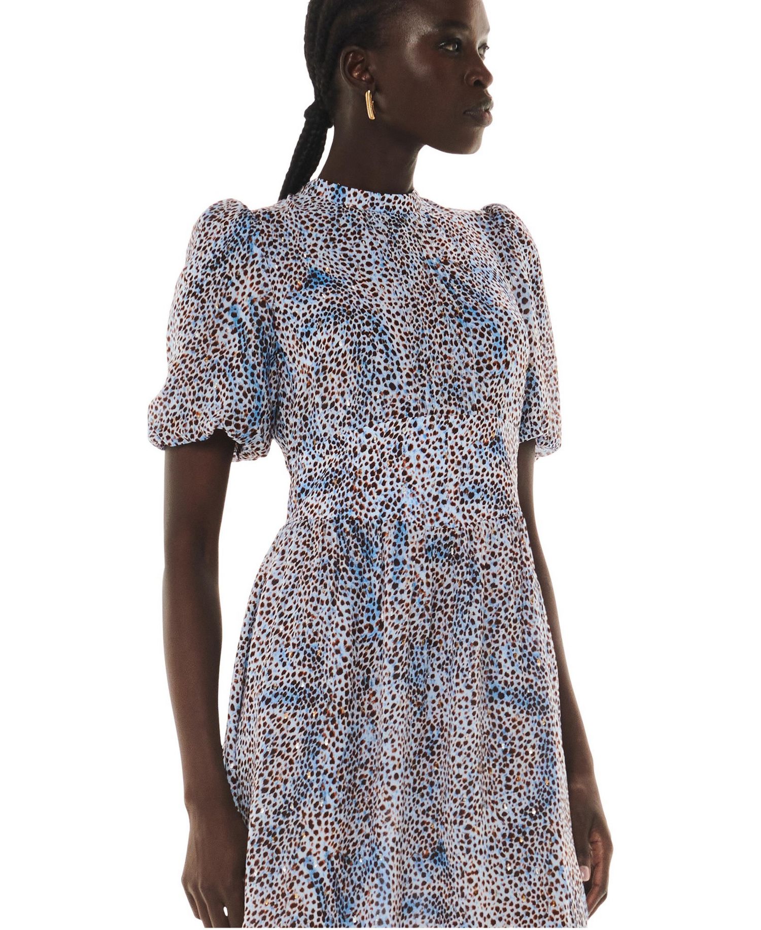 Women's High Neck Fit and Flare Midi Dress